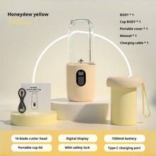 1 Peça Processador e Liquidificador de Alimentos para Bebê, Mixer Portátil de Smoothie de Frutas, Máquina de Suco Elétrica Multifuncional com Bateria Recarregável, Copo com Tampa