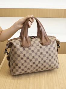 Bedruckte Handtasche, Damen Tragetasche, Retro Schultertasche, große Kapazität, Lässig, modisch, Pendlertasche, Marken-Nische 2025, vielseitig