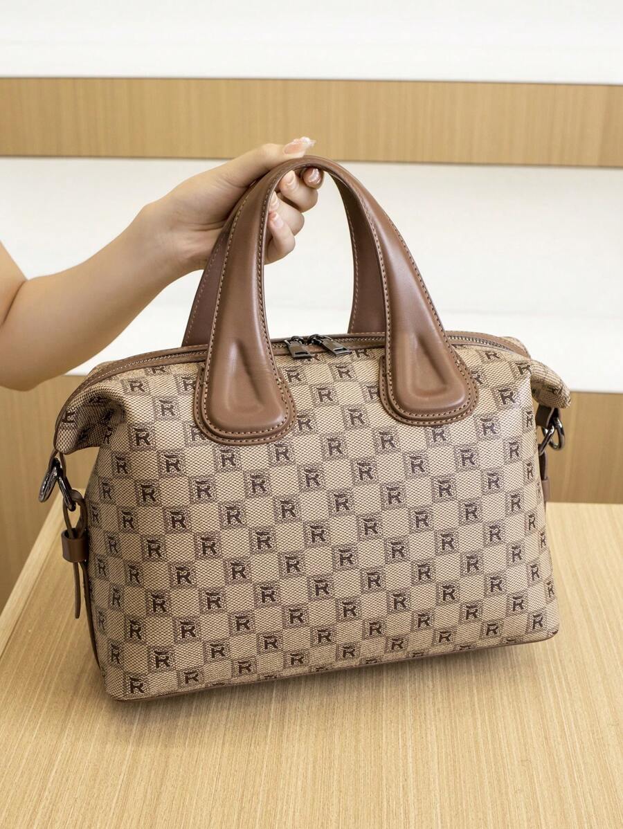 Bedruckte Handtasche, Damen Tragetasche, Retro Schultertasche, große Kapazität, Lässig, modisch, Pendlertasche, Marken-Nische 2025, vielseitig