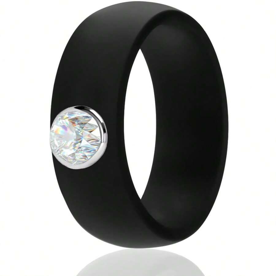 OVERSIZE 4-12 Silicone Rhinestone Ring For Men And Women Silicone Diamond Rings - Women's Wedding Engagement Rubber Band - Men''s - 查看 1