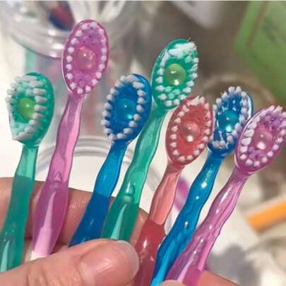 1 件/12 件迷你爆珠牙刷和牙线，便携式旅行牙刷，带爆珠，集成牙线和牙签，口腔卫生套装，清新口气，清洁口腔，适合旅行和日常使用，情人节返校礼物