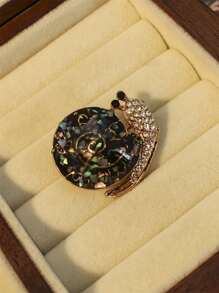 1pc Vintage Snail & Shell Brooch, Enamel Decor With Rhinestones, European & American Fashion Jewelry Accessory - Snail Brooch - View 7