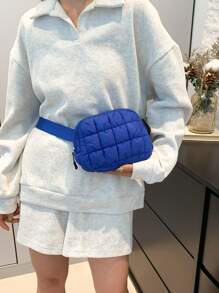 Quilted Fluffy Waist Bag, Fashionable, Ultra Comfortable, Adjustable Crossbody Bag, Suitable For Women, Perfect For Running, Shopping, Hiking And Workout - Royal Blue - View 6