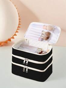 1pc Colorful Pattern, Heart Bow, Lip Graphic Print 3-Layer Makeup Bag, Portable Travel Toiletry Bag, Travel Pouch, Cosmetic Storage Box, Suitable For Beach, Swimming Pool, Swimwear, Travel Storage Bag, Cosmetic Bag, Large Capacity Toiletry Bag, For Small Items, Gifts, Holidays And Festivals, Multifunctional Toiletry Organizer Bag, School Makeup Bag, Back To School Supplies, Cosmetic Toiletry Storage, School Supplies, Storage Bag, Dorm Essentials - Multicolor - View 9