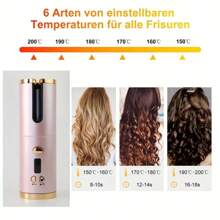 Automatic Curling Iron, Cordless Auto Hair Curler, Ceramic Rotating Hair Curler With 6 Temps & Timers, Portable Rechargeable Curling Wand, Auto Shut-Off, Fast Heating Iron For Styling