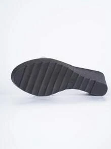 Sandalias de cuña y plataforma sencillas para mujer, estilo vacacional minimalista con suela antideslizante, sandalias de cuña y plataforma de verano