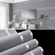 1 rollo de papel tapiz de imitación con rayas horizontales de estilo nórdico moderno minimalista, de 20.8 pulgadas x 374 pulgadas, hecho de tela no tejida gruesa, adecuado para decoración de pared del fondo de la sala de estar y TV