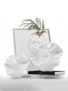 Jarrón con textura ondulada y diseño curvilineo orgánico - Decoración multifuncional para estante, para botánica seca y sistema de sujeción de libros | Escultura minimalista moderna de sobremesa con líneas arquitectónicas | Recipiente de exhibición de doble propósito para un estilo interior creativo (sin flores incluidas)