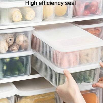 7件套冷冻食品储物盒套装，带盖 - 防漏，PP塑料材质，可堆叠，适用于肉类、水果和蔬菜 - 厨房必备收纳用品