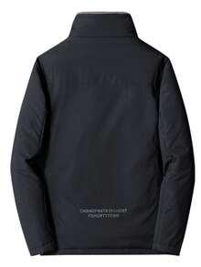 Men's Fleece Jacket, Fashion Zipper Stand Collar Jacket With Zipper Pockets - Black - View 5