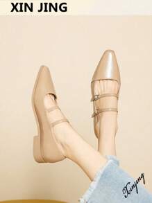 Xin Jing Shoes 秋冬女士休闲平底鞋，带扣装饰，时尚一脚蹬平底鞋，适合通勤和休闲