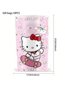 10个装Hello Kitty甜蜜来袭！Hello Kitty陪你度过梦幻生日派对！适合生日派对、节庆庆典、婚礼送礼等场合，实用性强，送礼自用两相宜！Sanrio 10岁生日派对礼袋糖果袋糖果袋Hello Kitty生日派对用品装饰学校用品，开学季 - 彩色 - 查看 9