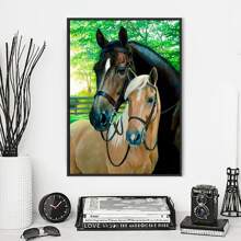 1 件令人惊叹的两匹马钻石画 - 非常适合家居装饰和墙壁艺术 - 全钻钻石帆布艺术品