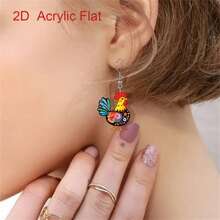 Pendientes colgantes de pollo acrílico de doble cara - Elegantes accesorios de moda colgantes, joyas encantadoras para mujeres, hipoalergénicos, adecuados para uso diario, fiestas y regalos, accesorio para todas las temporadas, un regalo ideal para familiares y amigos