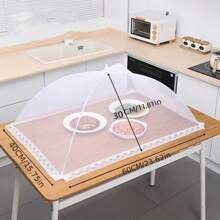 1 pieza Cubierta plegable cuadrada blanca para verduras, cubierta de malla desmontable y lavable para alimentos, cubierta de mesa de comedor, anti-insectos