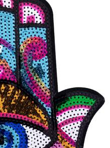 1个大号邪眼熨烫贴片，DIY服装配饰，刺绣缝纫熨烫贴花，适用于衣服、鞋子、包包、夏季装饰、学校用品 - 彩色 - 查看 6