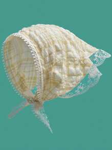 法式田园风蕾丝裹头巾时尚三角头巾女发圈头箍海边饰品复古优雅围巾丝带法式蕾丝三角头巾花朵发饰 - 彩色 - 查看 5