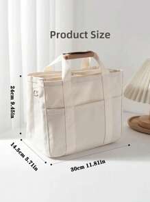 Large Capacity Multi Pocket Shoulder Bag With Compartment, Versatile Handbag With Handles, Black