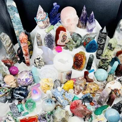 1 Box/5-12pcs Crystal Box, Lucky Spoon, Lucky Crystal, Crystal Set Box, Crystal Gift Box, Surprise Crystal Jewelry, Crystal Gift Home Decor, Halloween, Christmas Crystal Bag