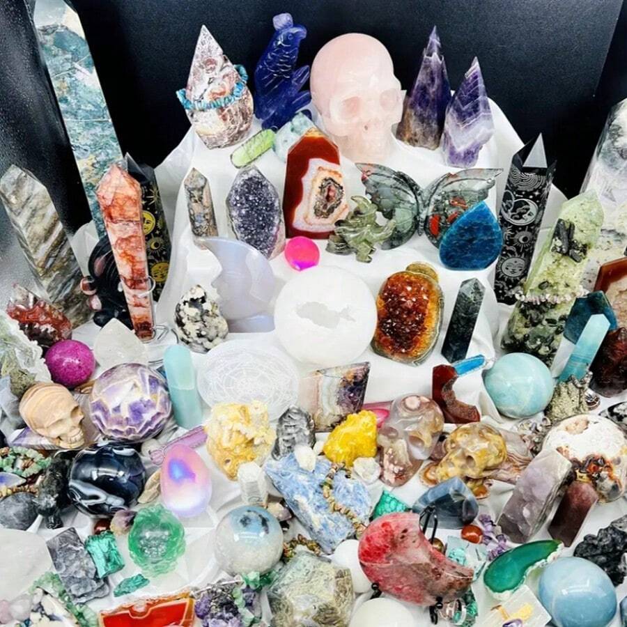 1 Box/5-12pcs Crystal Box, Lucky Spoon, Lucky Crystal, Crystal Set Box, Crystal Gift Box, Surprise Crystal Jewelry, Crystal Gift Home Decor, Halloween, Christmas Crystal Bag