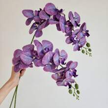 1 PIEZA Flores de orquídea artificial, 9 grandes tallos de flores de orquídea Phalaenopsis de toque real y vibrantes, guirnaldas de orquídeas artificiales de estilo clásico, flores de Phalaenopsis de seda artificial, ramas de flores artificiales para decoración del hogar, arreglos florales para hoteles y bodas, hermosa decoración del hogar para Halloween, Año Nuevo Chino, Día de San Valentín, regalo