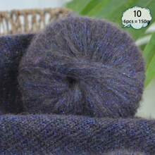 6 件/包，共 150 克金色闪光多色马海毛纱线，手工 DIY 材料，用于编织秋冬保暖时尚毛衣、套头衫、围巾、帽子、手套 - 金聰6團 - 查看 15