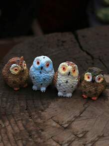 1/2/4pcs Resin Mini Owls, Miniature Figurines, Fairy Garden Accessories, Supplies, Animals For Garden, Micro Landscape, Plant Pots, Bonsai Craft Decor