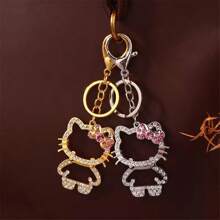 Sanrio Hello Kitty Backpack Pendant Keychain Hollow Design Rhinestones KT Cat Keychain Girl Jewelry Accessories Birthday Gifts - Multicolor - View 7
