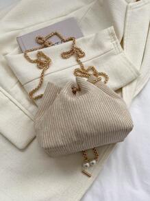 Personalized Casual Drawstring Shoulder Cross-Body Bucket Bag For Women, Retro Style - Beige - View 6