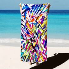 1pc Colorful Printed Beach Towel, 100% Polyester, Lightweight, Quick Dry, Absorbent, Modern Style, Rectangular Shape, Hand/Machine Washable, Suitable For Yoga, Travel, Swimming, Beach, Fitness, Camping, Bathroom, Valentine's Day, Birthday Gift Beach Essentials - Multicolor - View 35