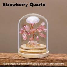 1pc Natural Quartz Crystal Chips Specimen, Feng Shui Crystal Money Tree Decor In Glass Bottle, Desktop Home Accessory - Strawberry-quartz - View 7