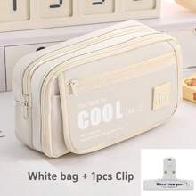 So Cool 铅笔盒笔袋翻盖前袋多网眼收纳袋适用于文具学校学生，返校礼物