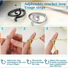 钩针环、可调节针织张力环、手指顶针、猫爪针织针尖、快速针织钩配件，适合作为送给母亲和祖母的礼物 - 彩色 - 查看 4