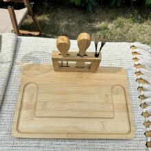 1 Plateau à fromage, 1 Fourchette à fromage, 1 Couteau à fromage droit, 2 Fourchettes à fruit, Plateau de service de cuisine maison pour fruits, pain, biscuits, convient pour les fêtes, les vacances et les cadeaux