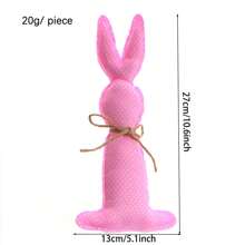Decoraciones de mesa de Pascua con lindos conejitos de tela con estampado de lunares, flores y cuadros, centros de mesa para decoración de fiestas en casa. - Blanco - Ver 9