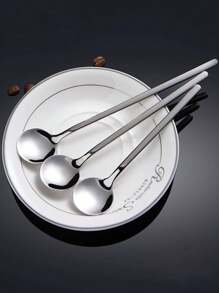 6 pièces Cuillères rondes en acier inoxydable, grandes cuillères à soupe, cuillères rondes pour marmite en pierre, grandes cuillères à café rondes