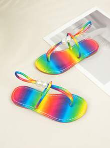 幼儿女童镂空凉鞋夏季新款公主鞋韩版软底婴儿学步鞋时尚人字拖 - 彩色 - 查看 6