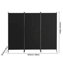 Room Or Office Divider, 1-4 Panel Room Divider And Folding Privacy Screen, Fabric Partition, Noise Reduction And Room Divider, With Or Without Wheels, For Office, Bedroom, Dining Room, Study, Freestanding, Black, White, Light Grey, Beige, Light Blue, Brown Or Dark Grey - 102*71 inch, màu đen, 3 tấm - Xem 10