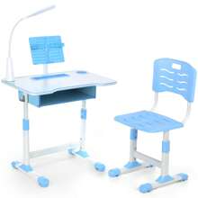 OYAJIA Adjustable Height Kids Desk & Chair Set: Comprehensive Study Table With Drawer, Book Stand, Pen Slot, And Reading Lamp – Ideal Gift Set For Boys And Girls - Blue - View 10