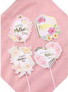 10 piezas de decoraciones en forma de tarjeta para pasteles para el Día de la Madre, aptas para reuniones familiares, fiestas familiares interiores y exteriores, insertos creativos de tarjetas para pasteles del Día de la Madre, estilos variados, enviados al azar