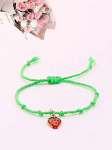 1pc Handmade Woven Four-Leaf Clover Pendant Tassel Bracelet, St. Patrick's Day Bracelet - Bracelet - View 4