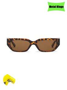 1 件装复古小框时尚女士眼镜，适合街头风格、派对、聚会 - 豹紋框茶片 - 查看 3