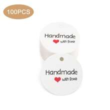 100PCS Handmade Kraft Paper Gift Tags With Letter "Handemade With Love" - For Birthday, Parties, Holidays, Wedding Decor & Crafts