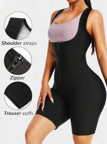 1pc Women's Sauna Suit, Waist Training Body Shaper, 3-In-1 Women's Sauna Suit Tummy Control Body Shaper Sports Fall - Silver - View 7