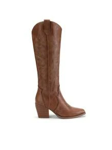Knee High Boots Women, Pull On Zipper Chunky Heel Pointed Toe Embroidered Western Cowgirl Cowboy Boots Christmas Fall - 摩卡棕 - 查看 7