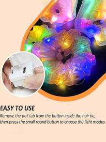 28 pièces Chouchous lumineux - Chouchous LED pour femmes - Chouchous, chouchous lumineux pour femmes, liens de cheveux multicolores avec plusieurs modes d'éclairage, accessoires de cheveux fantaisie à impression en maille avec LED, accessoires de cheveux luminescents pour femmes pour les fêtes