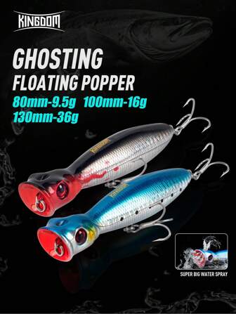  Kingdom TopWater Popper Professional Fishing Lures Hard Artificial Baits 80mm 100mm 130mm Floating Wobblers Fishing Tackle Baits