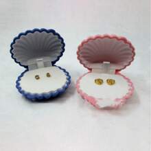 1 szt. Pudełko na biżuterię z muszli, aksamitne pudełko na biżuterię, pudełko na biżuterię z muszli