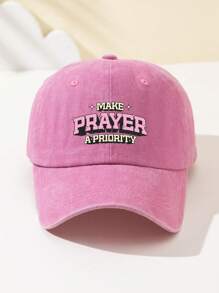 1 pieza Gorra de béisbol con parte superior suave y ajustable con la palabra "ORACIÓN" para mujer, sombrero de moda para exteriores, protección solar transpirable, adecuado para deportes al aire libre, camping, viajes y regalos de vacaciones