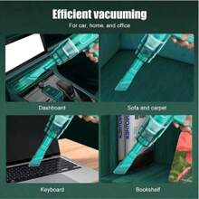 Handheld Cordless Vacuum Cleaner, 2-In-1 USB Portable Dust Collector, Cordless Dust Collector For Computer Cleaning, Strong Suction For Car Vacuum Cleaner - Green - View 6
